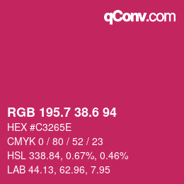 カラーコード: RGB 195.7 38.6 94 | qconv.com