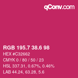 カラーコード: RGB 195.7 38.6 98 | qconv.com
