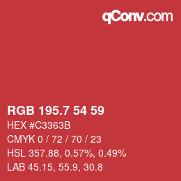 カラーコード: RGB 195.7 54 59 | qconv.com