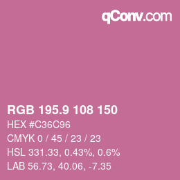 カラーコード: RGB 195.9 108 150 | qconv.com