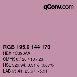 カラーコード: RGB 195.9 144 170 | qconv.com