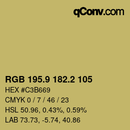 Color code: RGB 195.9 182.2 105 | qconv.com
