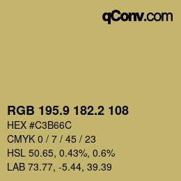 カラーコード: RGB 195.9 182.2 108 | qconv.com