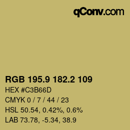 Color code: RGB 195.9 182.2 109 | qconv.com