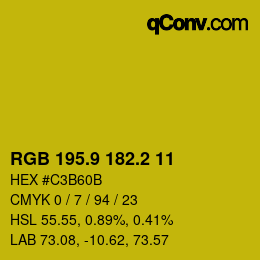 カラーコード: RGB 195.9 182.2 11 | qconv.com
