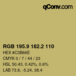 Color code: RGB 195.9 182.2 110 | qconv.com