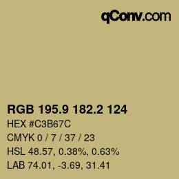 Color code: RGB 195.9 182.2 124 | qconv.com