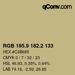 カラーコード: RGB 195.9 182.2 133 | qconv.com