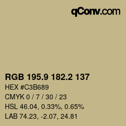 カラーコード: RGB 195.9 182.2 137 | qconv.com