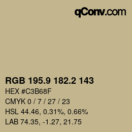 Color code: RGB 195.9 182.2 143 | qconv.com