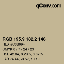 カラーコード: RGB 195.9 182.2 148 | qconv.com