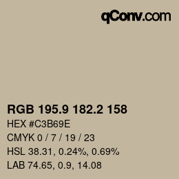 Color code: RGB 195.9 182.2 158 | qconv.com