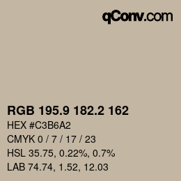 Color code: RGB 195.9 182.2 162 | qconv.com