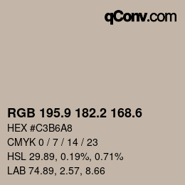 カラーコード: RGB 195.9 182.2 168.6 | qconv.com