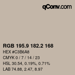 Color code: RGB 195.9 182.2 168 | qconv.com
