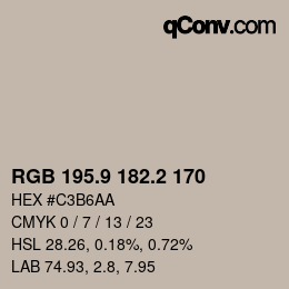 Color code: RGB 195.9 182.2 170 | qconv.com