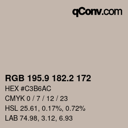 Color code: RGB 195.9 182.2 172 | qconv.com