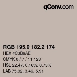 カラーコード: RGB 195.9 182.2 174 | qconv.com