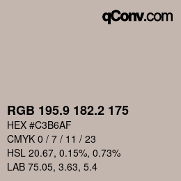 カラーコード: RGB 195.9 182.2 175 | qconv.com