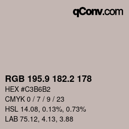 カラーコード: RGB 195.9 182.2 178 | qconv.com