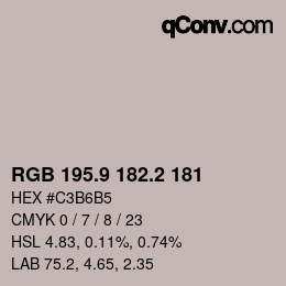 Color code: RGB 195.9 182.2 181 | qconv.com
