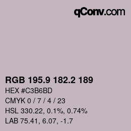 カラーコード: RGB 195.9 182.2 189 | qconv.com