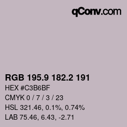 カラーコード: RGB 195.9 182.2 191 | qconv.com