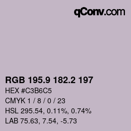 カラーコード: RGB 195.9 182.2 197 | qconv.com
