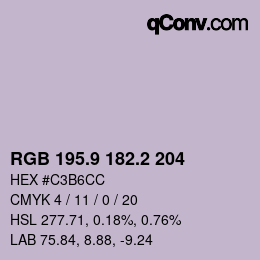 カラーコード: RGB 195.9 182.2 204 | qconv.com