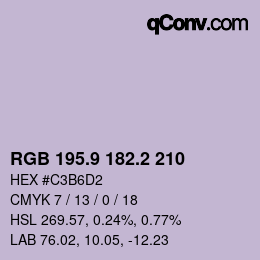 カラーコード: RGB 195.9 182.2 210 | qconv.com