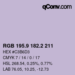 Color code: RGB 195.9 182.2 211 | qconv.com