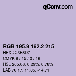 Color code: RGB 195.9 182.2 215 | qconv.com