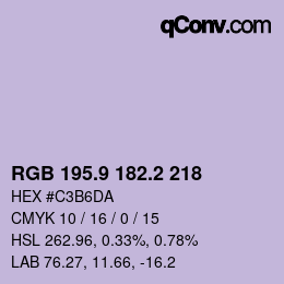 カラーコード: RGB 195.9 182.2 218 | qconv.com