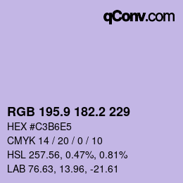 カラーコード: RGB 195.9 182.2 229 | qconv.com