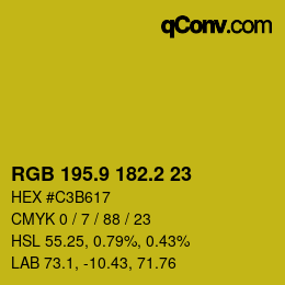 カラーコード: RGB 195.9 182.2 23 | qconv.com