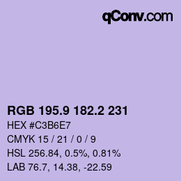 Color code: RGB 195.9 182.2 231 | qconv.com