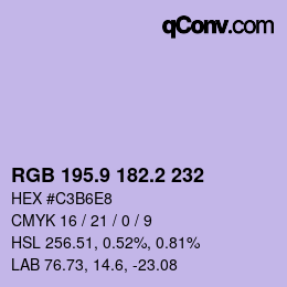 Color code: RGB 195.9 182.2 232 | qconv.com