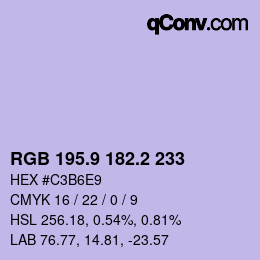 カラーコード: RGB 195.9 182.2 233 | qconv.com