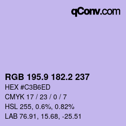 Color code: RGB 195.9 182.2 237 | qconv.com