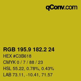 カラーコード: RGB 195.9 182.2 24 | qconv.com