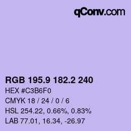 カラーコード: RGB 195.9 182.2 240 | qconv.com
