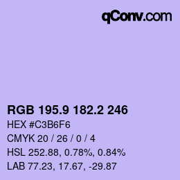 カラーコード: RGB 195.9 182.2 246 | qconv.com