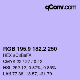 カラーコード: RGB 195.9 182.2 250 | qconv.com