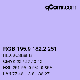 Farbcode: RGB 195.9 182.2 251 | qconv.com