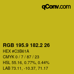 カラーコード: RGB 195.9 182.2 26 | qconv.com