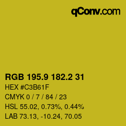 カラーコード: RGB 195.9 182.2 31 | qconv.com