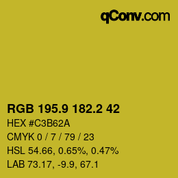 カラーコード: RGB 195.9 182.2 42 | qconv.com