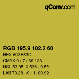 カラーコード: RGB 195.9 182.2 60 | qconv.com
