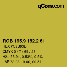 カラーコード: RGB 195.9 182.2 61 | qconv.com