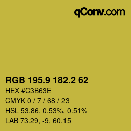 カラーコード: RGB 195.9 182.2 62 | qconv.com